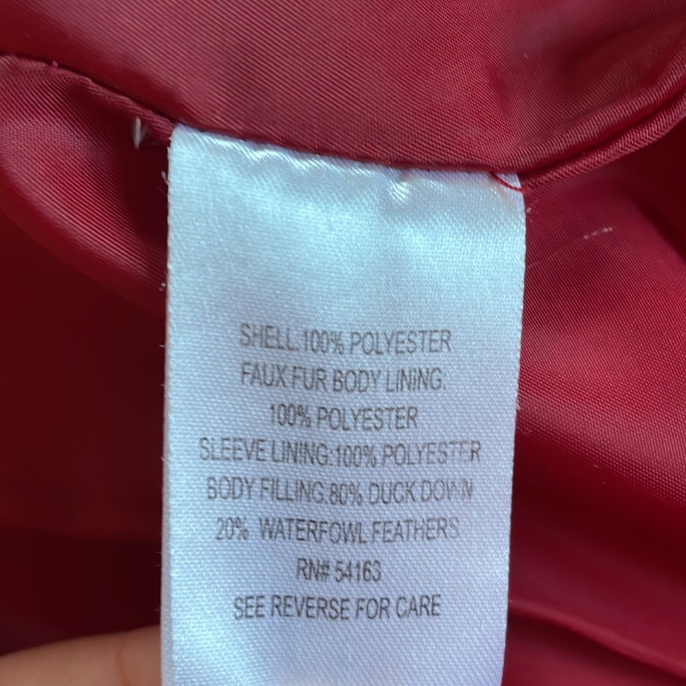 Calvin Klein Ladies Petite Red Puffer Coat - Picture 7 of 8